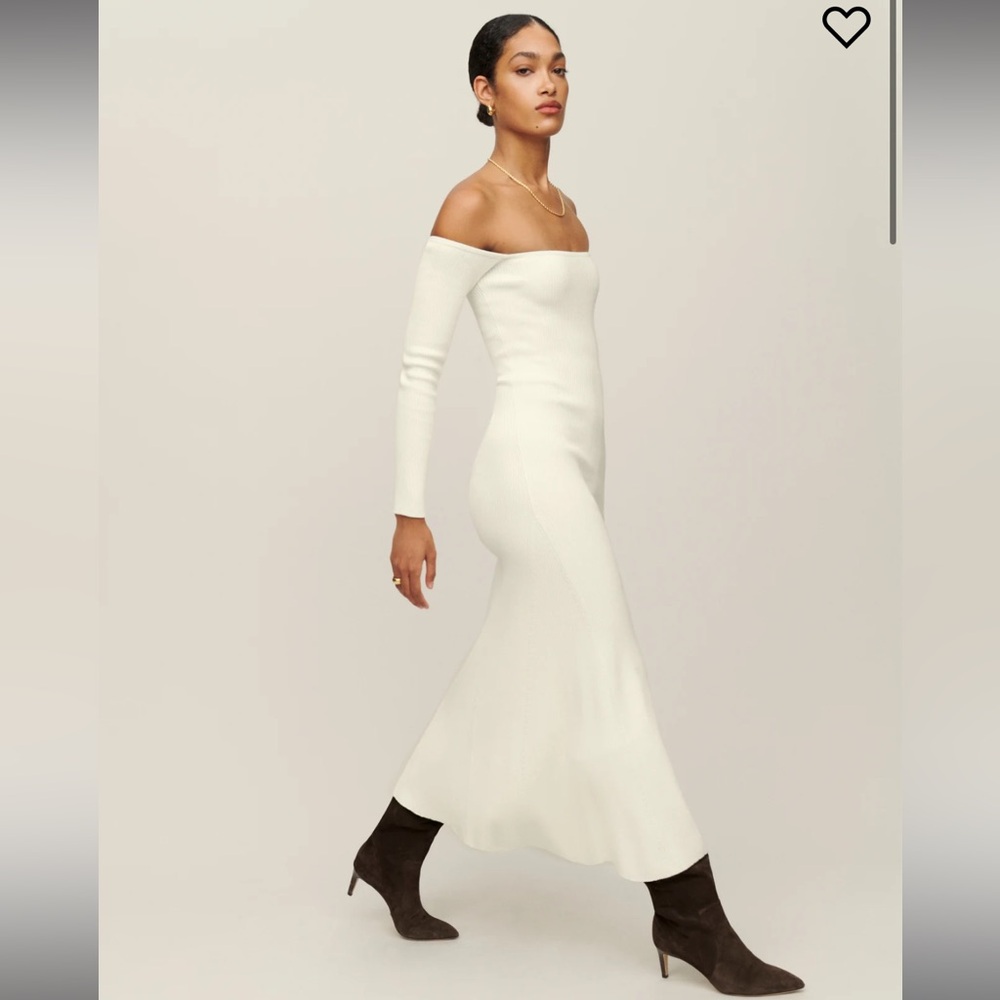 Reformation Symone Cotton Sweater Dress Off the Shoulder